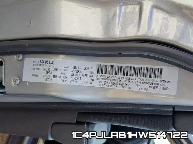 1C4PJLAB1HW514722 фото 2
