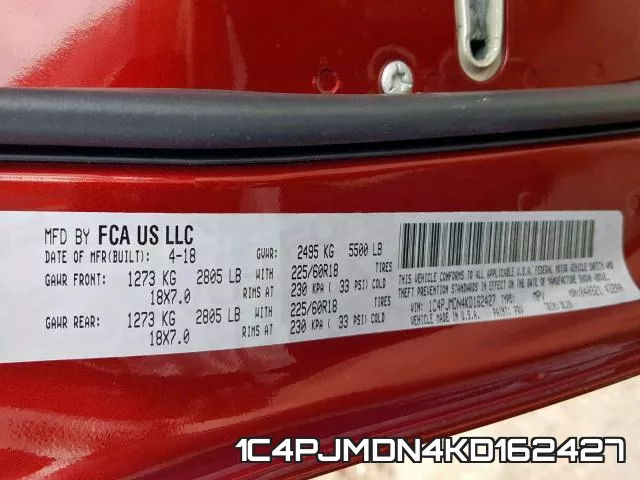 1C4PJMDN4KD162427 фото 2
