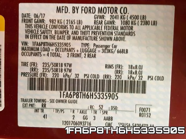 1FA6P8TH6H5335905 фото 2