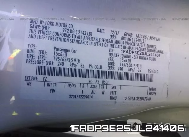 1FADP3E25JL241406 фото 10