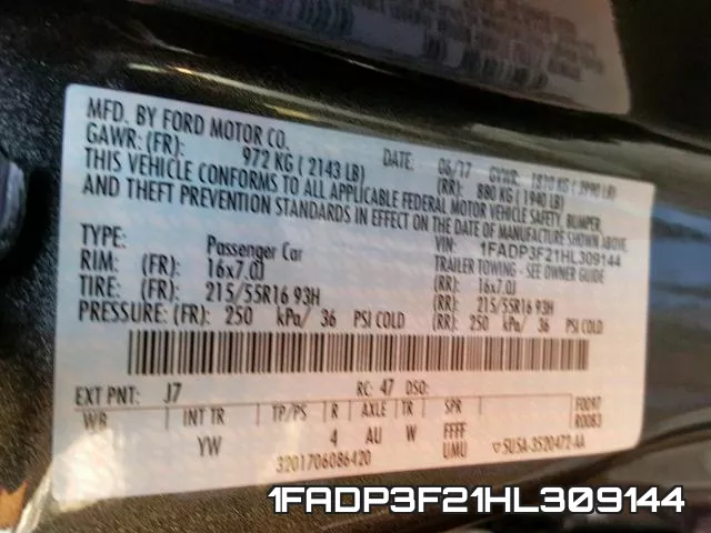 1FADP3F21HL309144 фото 2