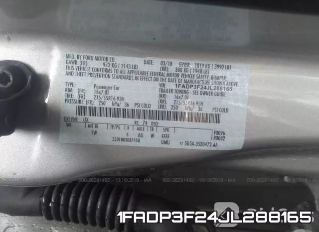 1FADP3F24JL288165 фото 10
