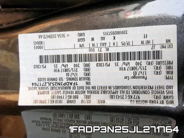 1FADP3N25JL271764 фото 2