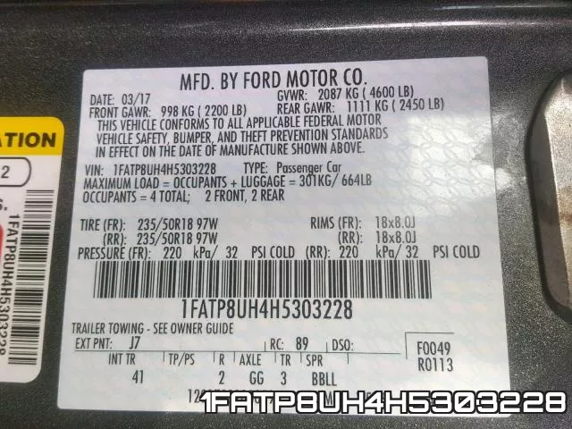 1FATP8UH4H5303228 фото 2