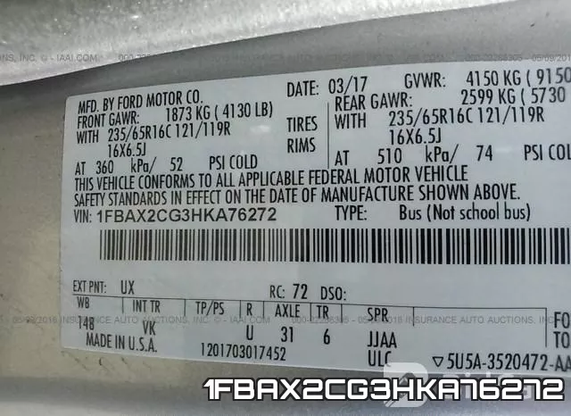 1FBAX2CG3HKA76272 фото 10