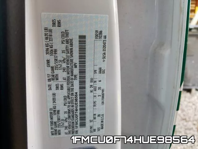 1FMCU0F74HUE98564 фото 2