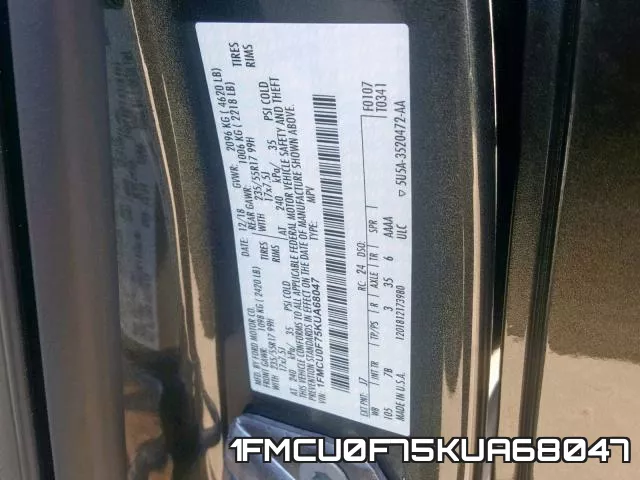 1FMCU0F75KUA68047 фото 2