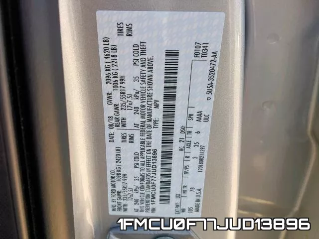 1FMCU0F77JUD13896 фото 2
