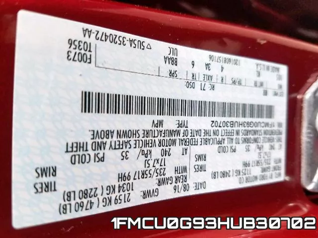 1FMCU0G93HUB30702 фото 2