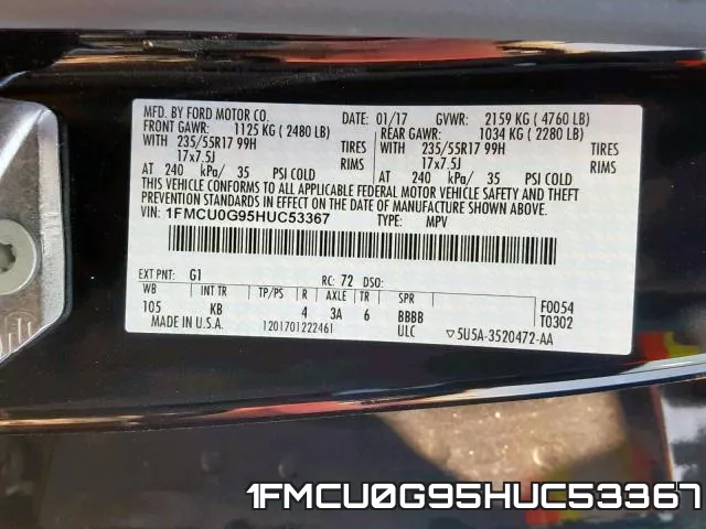 1FMCU0G95HUC53367 фото 2