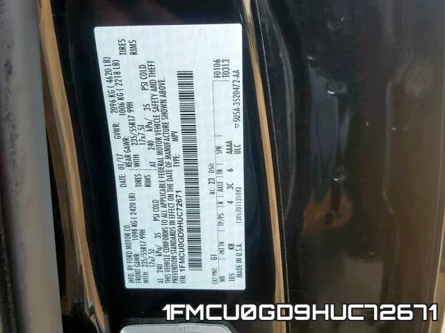 1FMCU0GD9HUC72671 фото 2