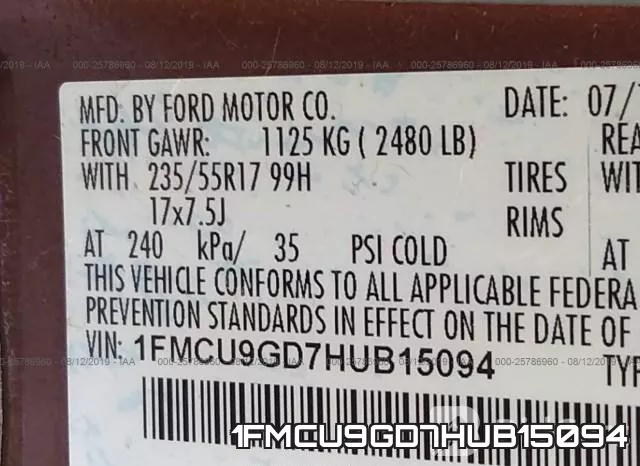 1FMCU9GD7HUB15094 фото 10