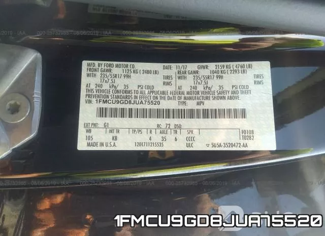1FMCU9GD8JUA75520 фото 10