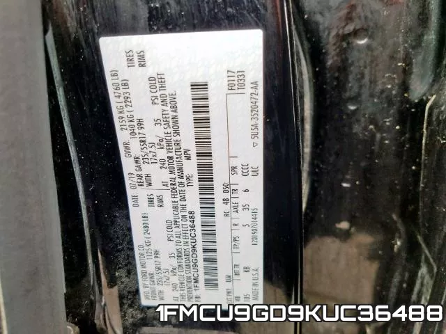 1FMCU9GD9KUC36488 фото 2