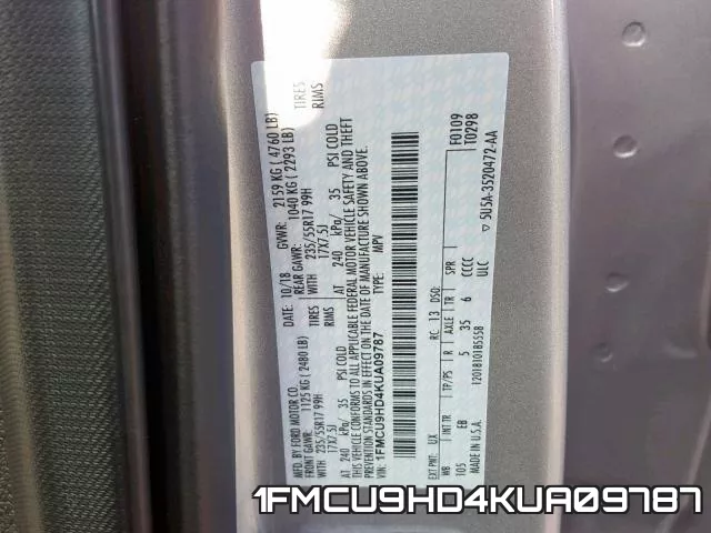 1FMCU9HD4KUA09787 фото 2