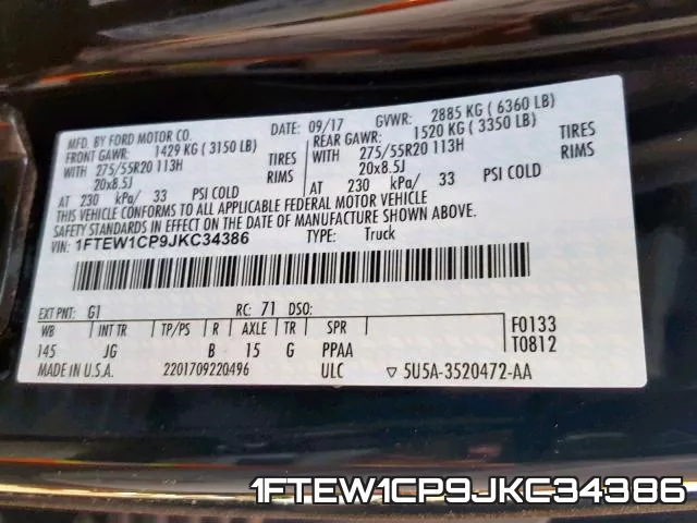 1FTEW1CP9JKC34386 фото 2