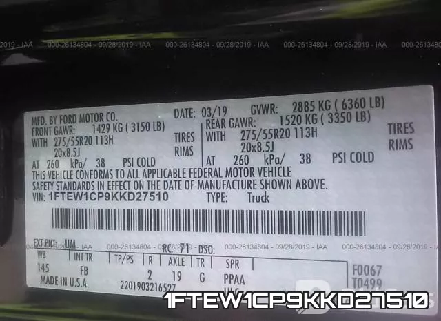 1FTEW1CP9KKD27510 фото 10