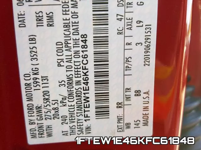 1FTEW1E46KFC61848 фото 2