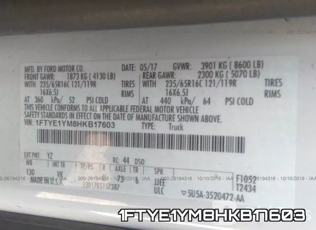 1FTYE1YM8HKB17603 фото 10