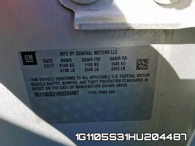 1G1105S31HU204487 фото 2