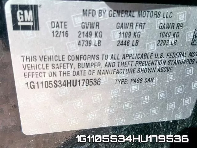 1G1105S34HU179536 фото 2