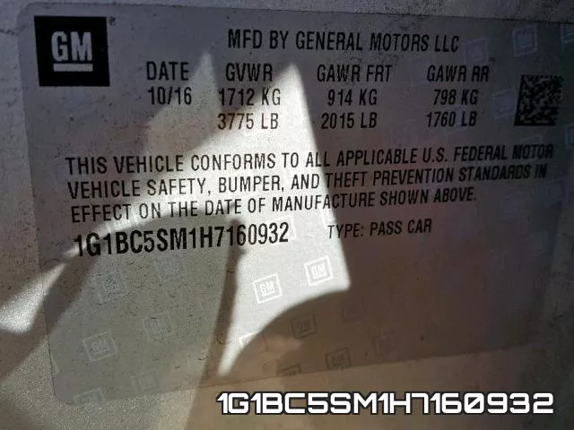 1G1BC5SM1H7160932 фото 2