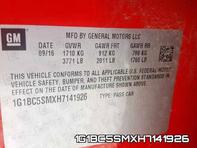 1G1BC5SMXH7141926 фото 2