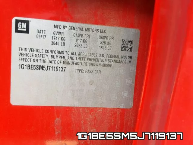1G1BE5SM5J7119137 фото 2