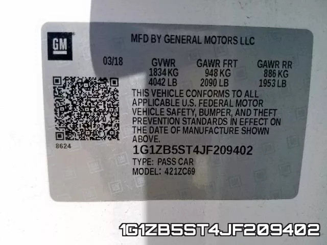1G1ZB5ST4JF209402 фото 2