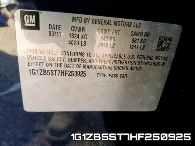 1G1ZB5ST7HF250925 фото 2