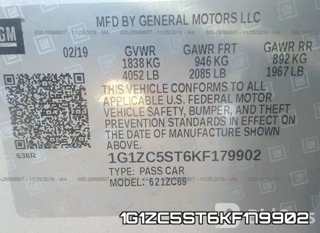 1G1ZC5ST6KF179902 фото 10