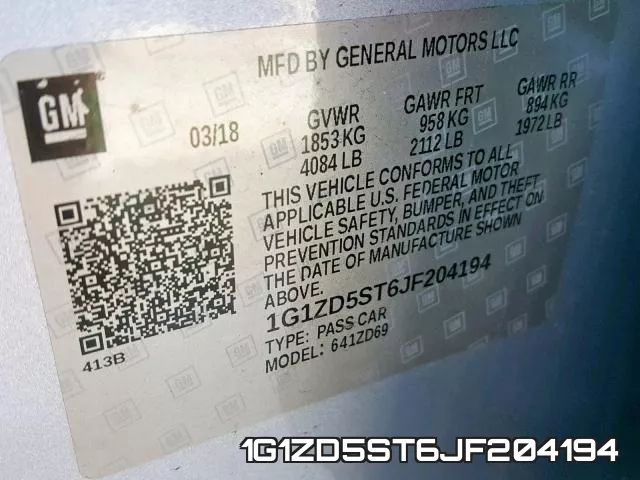 1G1ZD5ST6JF204194 фото 2