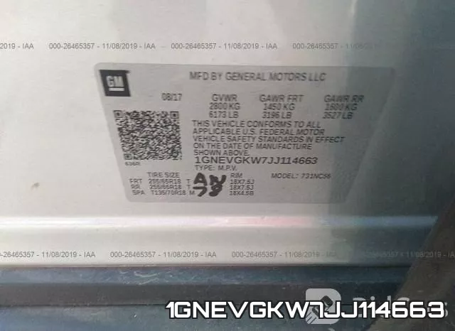 1GNEVGKW7JJ114663 фото 10