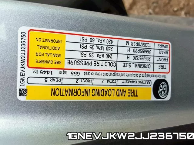 1GNEVJKW2JJ236750 фото 2