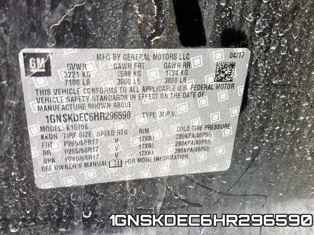 1GNSKDEC6HR296590 фото 2
