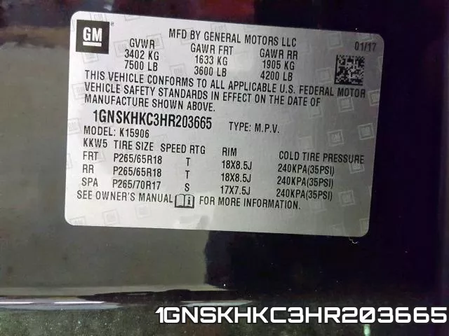 1GNSKHKC3HR203665 фото 2