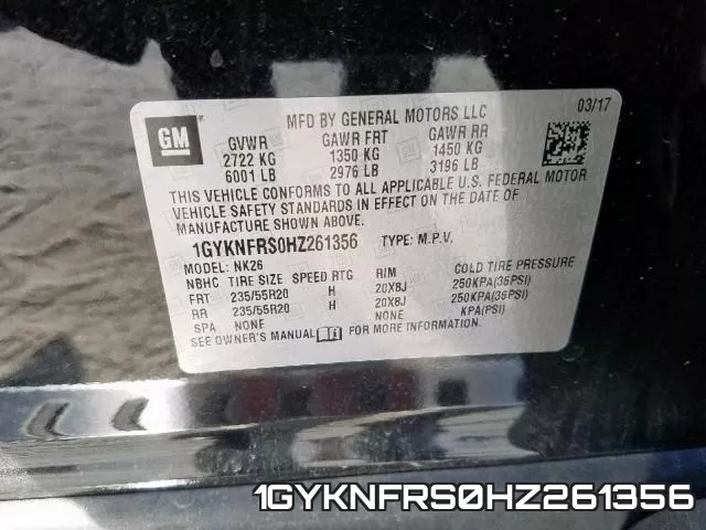 1GYKNFRS0HZ261356 фото 2