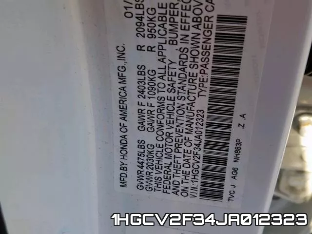1HGCV2F34JA012323 фото 2