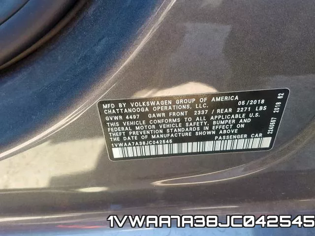 1VWAA7A38JC042545 фото 2