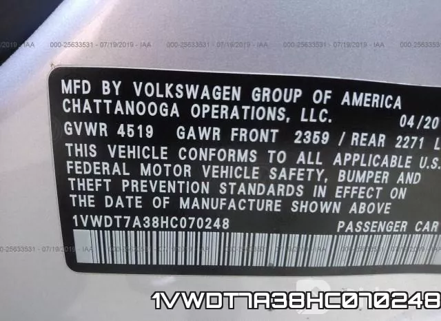 1VWDT7A38HC070248 фото 10