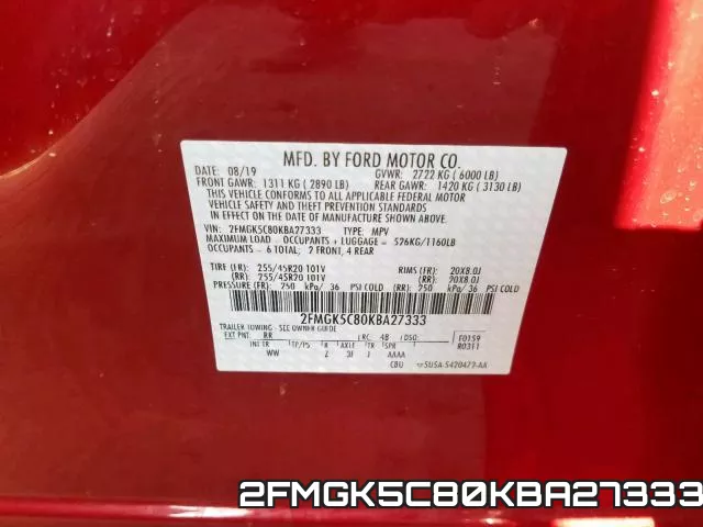 2FMGK5C80KBA27333 фото 2