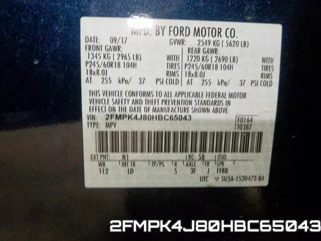 2FMPK4J80HBC65043 фото 2