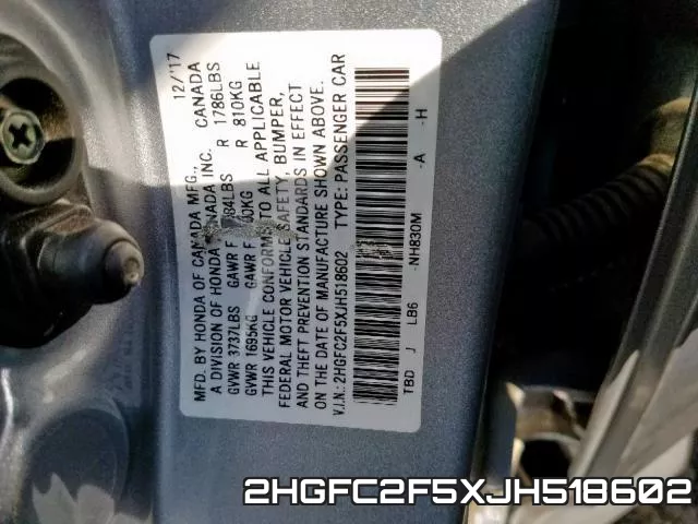 2HGFC2F5XJH518602 фото 2