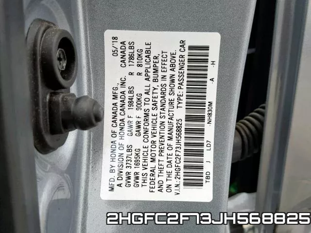 2HGFC2F73JH568825 фото 2