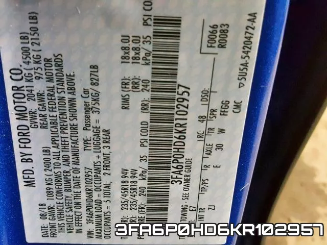 3FA6P0HD6KR102957 фото 2