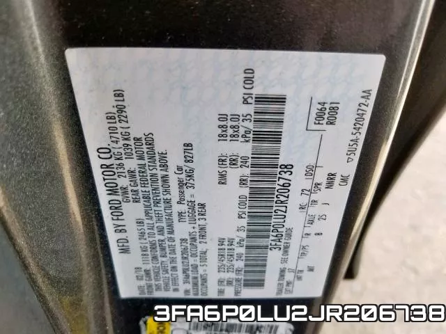 3FA6P0LU2JR206738 фото 2