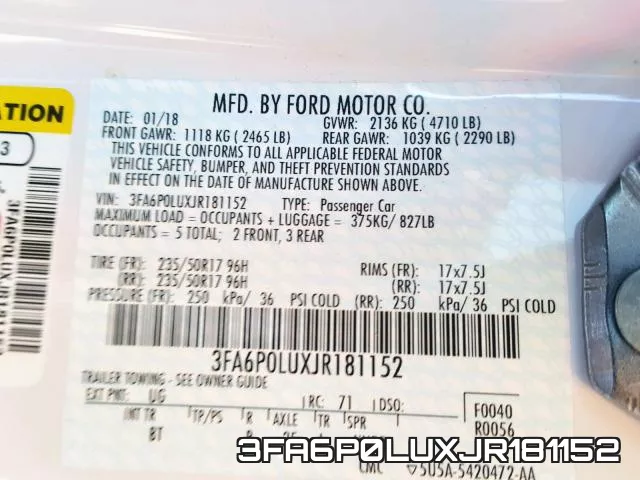 3FA6P0LUXJR181152 фото 2