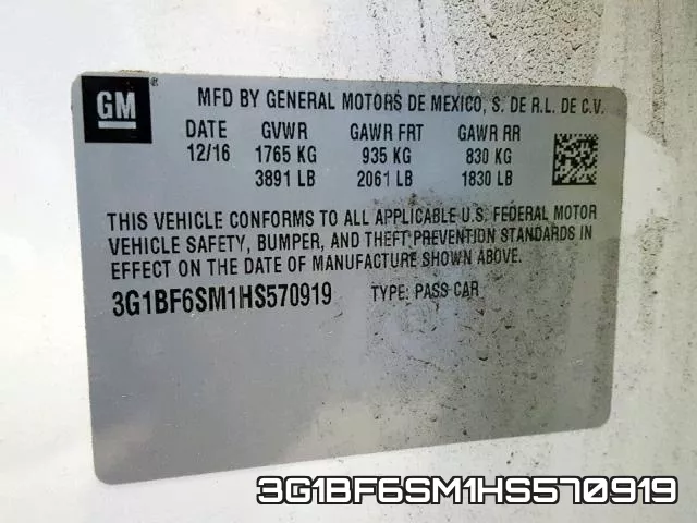 3G1BF6SM1HS570919 фото 2