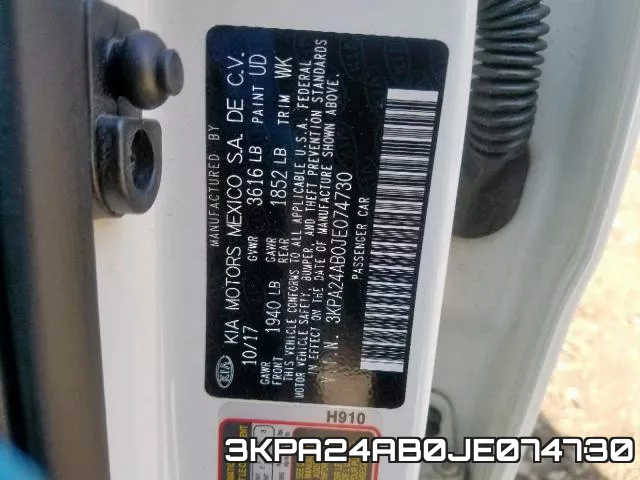 3KPA24AB0JE074730 фото 2
