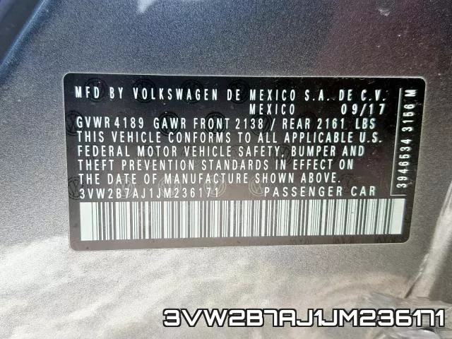 3VW2B7AJ1JM236171 фото 2